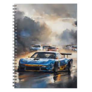 Blue Race car with the Sun Rising  Notebook
