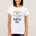 Blue Race Pit Crew Mum Birthday Shirt<br><div class="desc">Race on over! Join us in celebrating your little racer in style. Our exciting bundle is here to help you rev up the festivities and make this special day truly memorable for your little racer. So, get ready to start your engines and let the celebration begin! ★ If you need...</div>