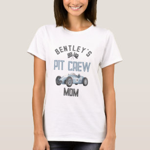 Blue Race Pit Crew Mum Birthday Shirt