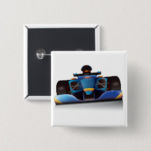 Blue Racing Car 15 Cm Square Badge