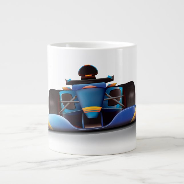 Blue Racing Car Large Coffee Mug (Front)