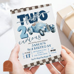 Blue Racing Car Two Fast Two Curious 2nd Birthday Invitation<br><div class="desc">Blue Racing Car Two Fast Two Curious 2nd Birthday Invitation</div>