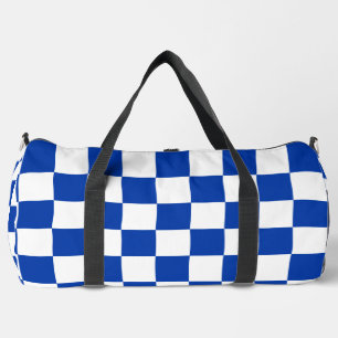 Blue Racing Chequered Flag Display Customisable Duffle Bag