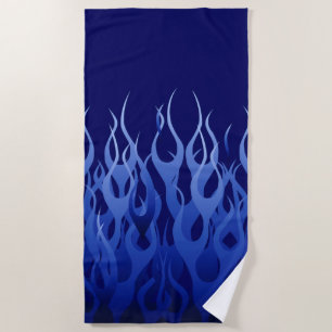 Blue Racing Flames Decor on a Beach Towel