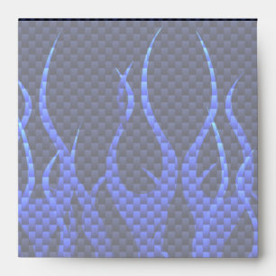 Blue Racing Flames on Carbon Fibre Print Envelopes