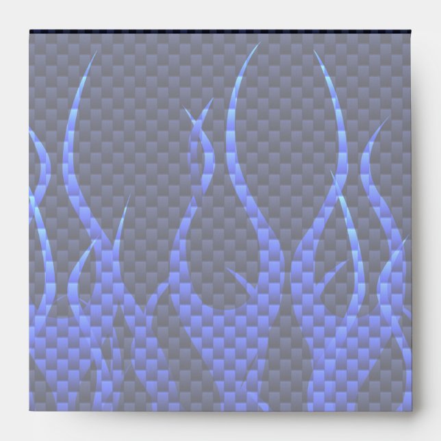 Blue Racing Flames on Carbon Fibre Print Envelopes (Front)