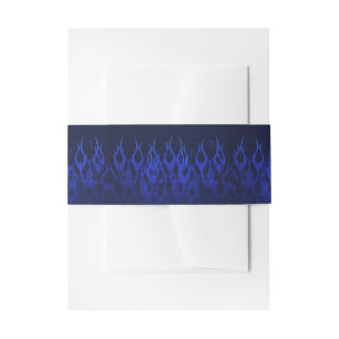 Blue Racing Flames on Carbon Fibre Print Invitation Belly Band