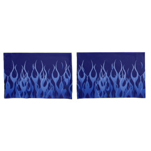 Blue Racing Flames on Fire Pillowcase
