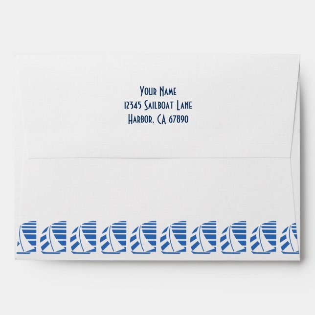 Blue Racing Sailboats Custom A7 Envelope (Back (Top Flap))