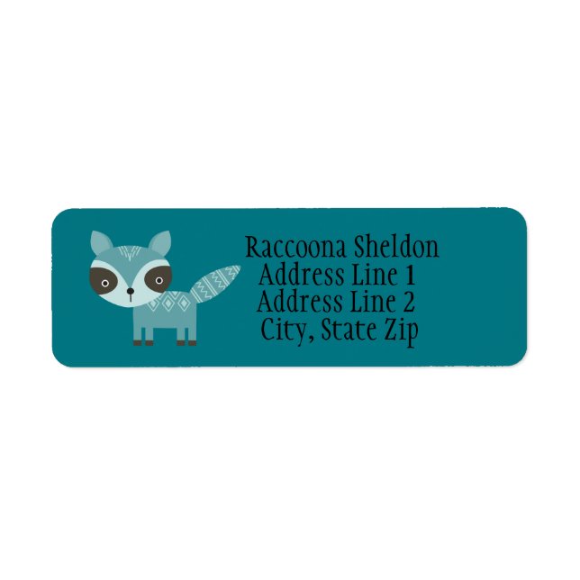Blue Racoon Custom Return Address Labels (Front)