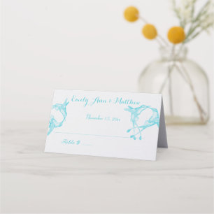 Blue Radiance Hummingbird Wedding Place Cards