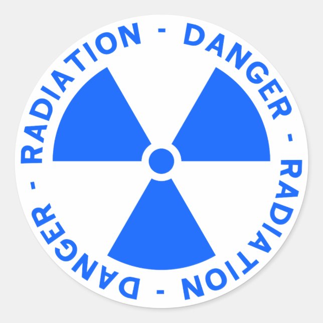 Blue Radiation Warning Classic Round Sticker (Front)