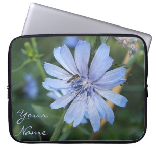 Blue Radicchio Flower n Bee Laptop Sleeve