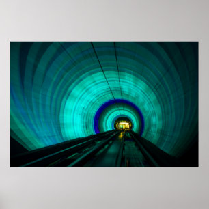 Blue railroad tunnel, Singapore Poster