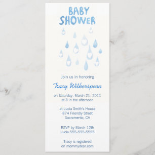 Blue rain drop baby shower invite