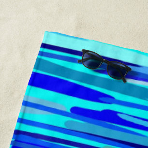 Blue Rain Drops Abstract Beach Towel