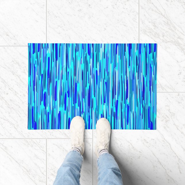Blue Rain Drops Abstract Doormat (Indoor)