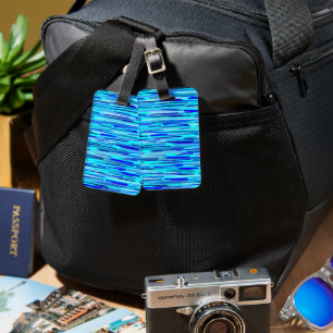 Blue Rain Drops Abstract Luggage Tag