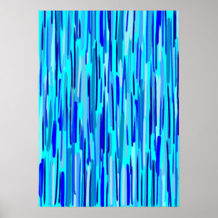 Blue Rain Drops Abstract  Poster