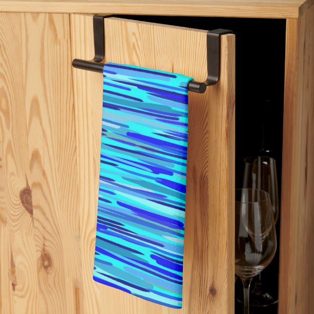 Blue Rain Drops Abstract  Tea Towel (Thirds Fold)