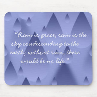Blue Rain Drops with Rain Quote Mousepad