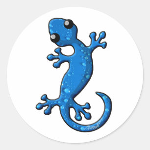 Blue Rain Gecko Lizard Classic Round Sticker
