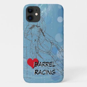 Blue Rain Heart Barrel Racing iPhone 11 Case