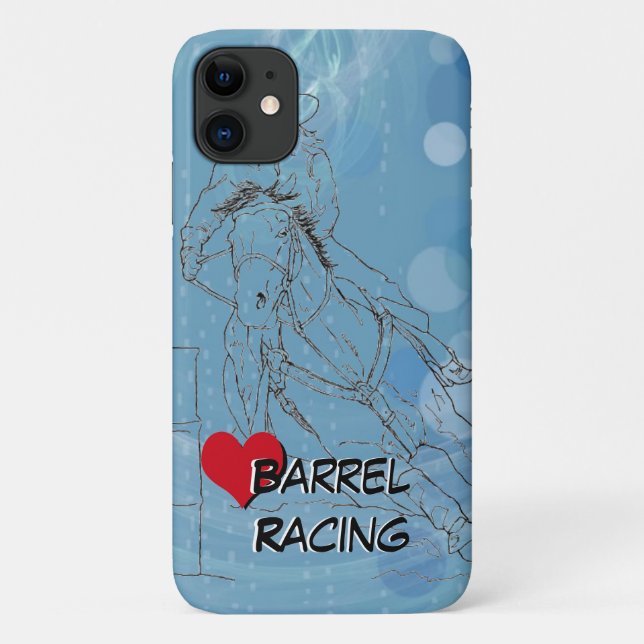 Blue Rain Heart Barrel Racing Case-Mate iPhone Case (Back)