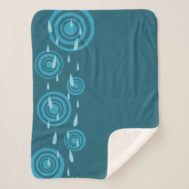 Blue Rain Sherpa Blanket (Front)