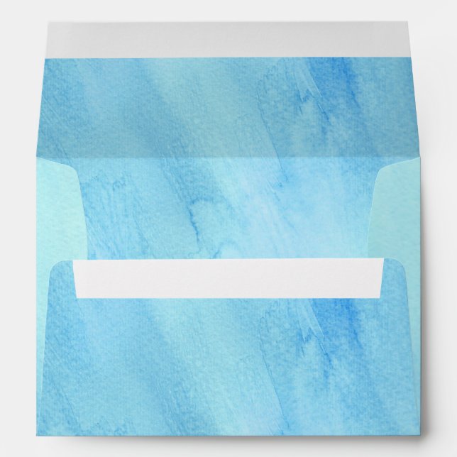 Blue Rain Storm Water Watercolor Paint Envelope (Back (Bottom))
