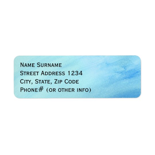Blue Rain Storm Water Watercolor Paint Return Address Label