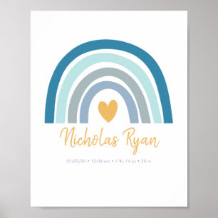 Blue Rainbow Baby Personalized Birth Stats Poster