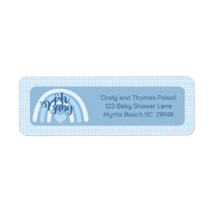 Blue Rainbow Baby Shower Return Address Label