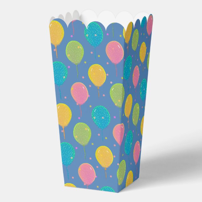 Blue rainbow balloons  favour box (Front)