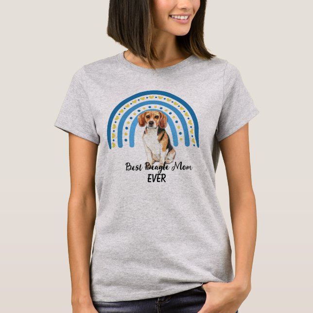 Blue Rainbow Best Beagle Mum T-Shirt (Front)
