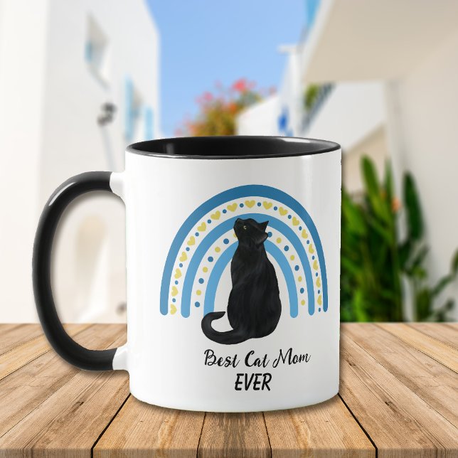Blue Rainbow Best Black Cat Mum Mug (Creator Uploaded)