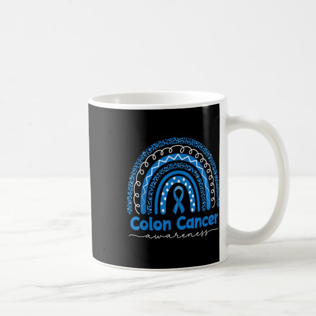 Blue Rainbow Blue Colon Cancer Awareness  Coffee Mug (Right)