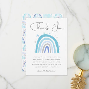Blue Rainbow Boy's Baby Shower Thank You Card