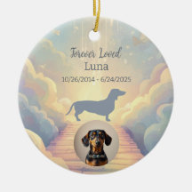 Blue Rainbow Bridge Dachshund Memorial Ornament