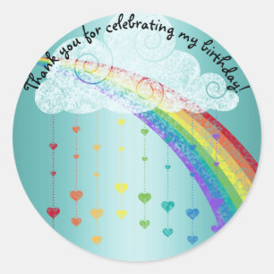 BLUE RAINBOW CLOUDS THANK YOU CHILDRENS STICKER