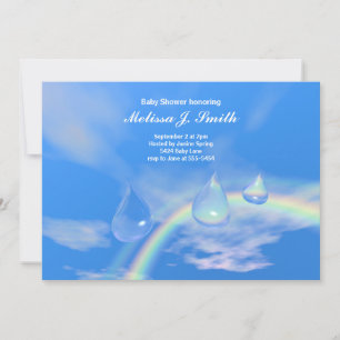 Blue Rainbow Drops for Boy Baby Shower Invitation