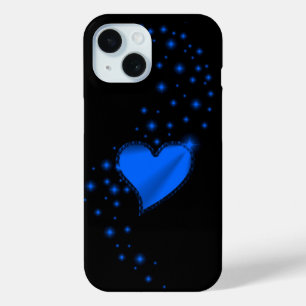 Blue Rainbow Heart with Stars iPhone 15 Case