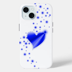 Blue Rainbow Heart with Stars iPhone 15 Case