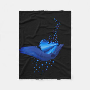Blue Rainbow Heart with Stars Fleece Blanket