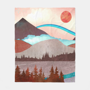 Blue Rainbow Landscape Fleece Blanket