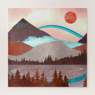 Blue Rainbow Landscape Jigsaw Puzzle