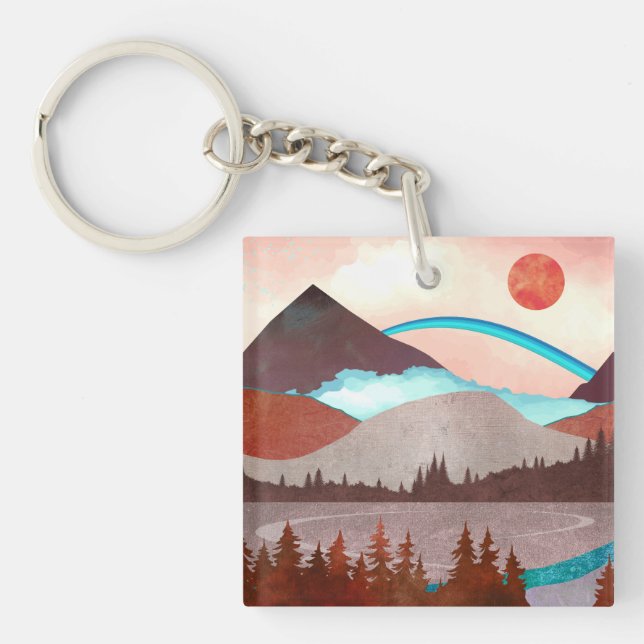 Blue Rainbow Landscape Key Ring (Front)