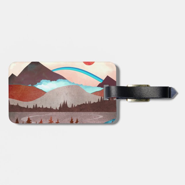 Blue Rainbow Landscape Luggage Tag (Back Horizontal)