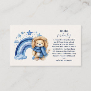 Blue Rainbow Lion Baby Shower Books for Baby Enclosure Card