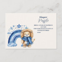 Blue Rainbow Lion Baby Shower Diapper Raffle